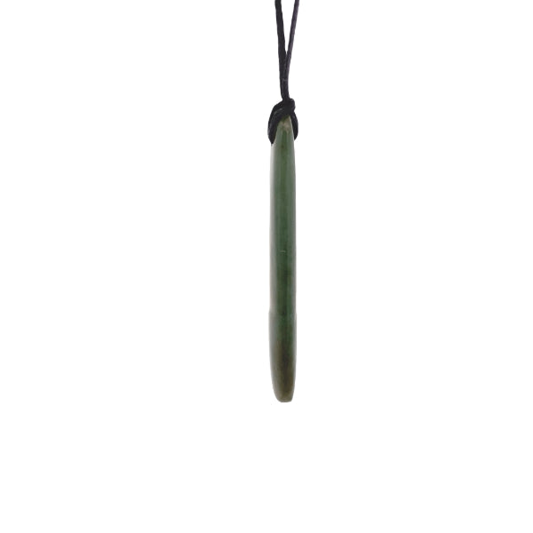 NZ pounamu greenstone rounded drop pendant on slider cord