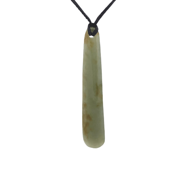 NZ pounamu greenstone drop pendant on slider cord