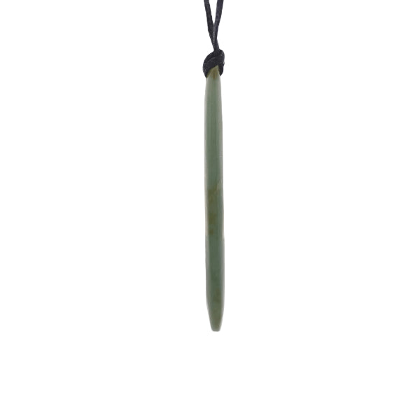 NZ pounamu greenstone drop pendant on slider cord