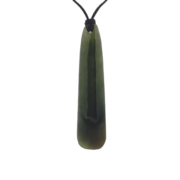 NZ pounamu greenstone drop pendant on slider cord