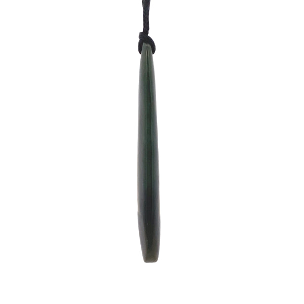 NZ pounamu greenstone drop pendant on slider cord