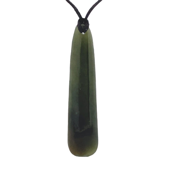 NZ pounamu greenstone drop pendant on slider cord