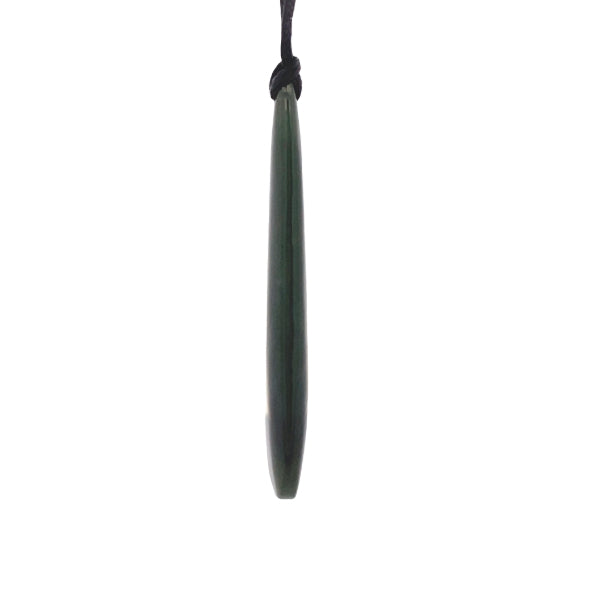 NZ pounamu greenstone drop pendant on slider cord