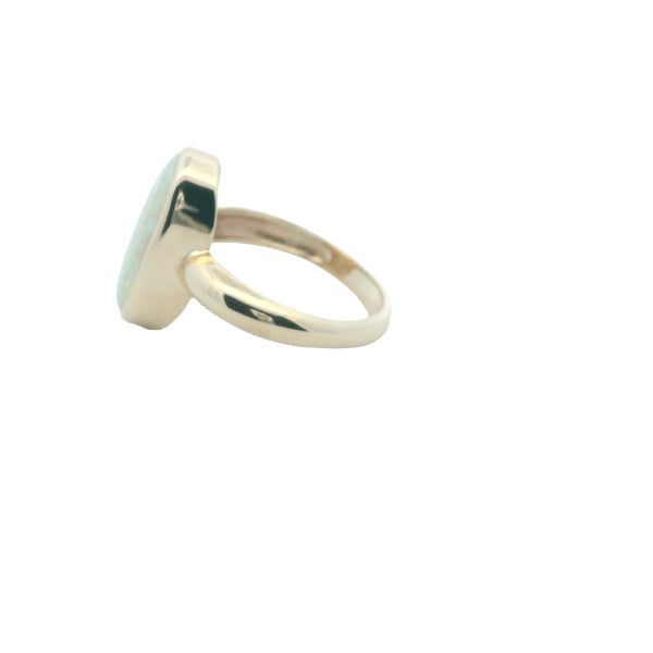 Opal rubover ring in 9ct yellow gold
