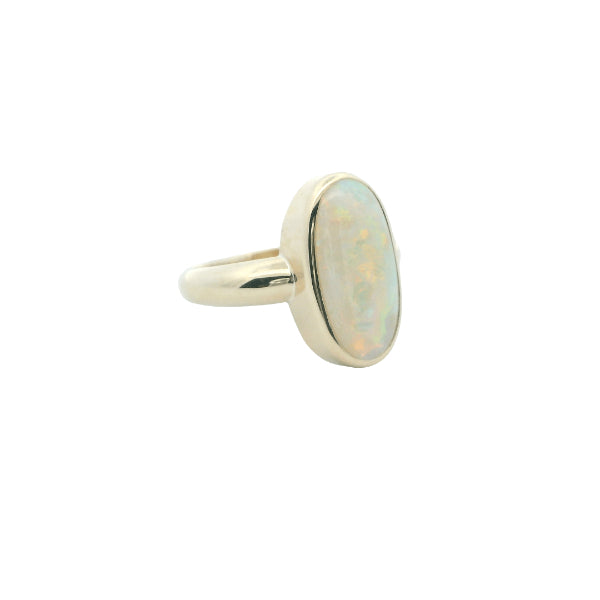 Opal rubover ring in 9ct yellow gold