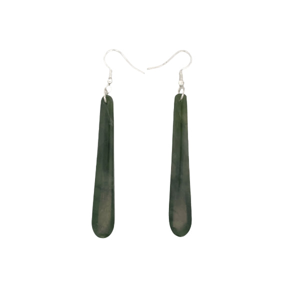 NZ greenstone pounamu pole earrings - 60mm