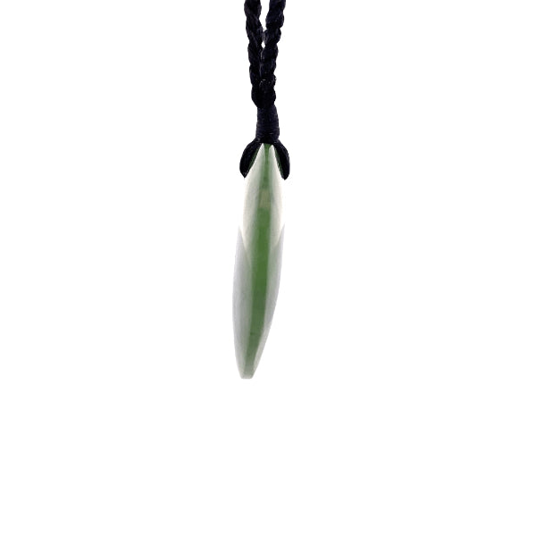 NZ pounamu greenstone heart pendant on black slider cord