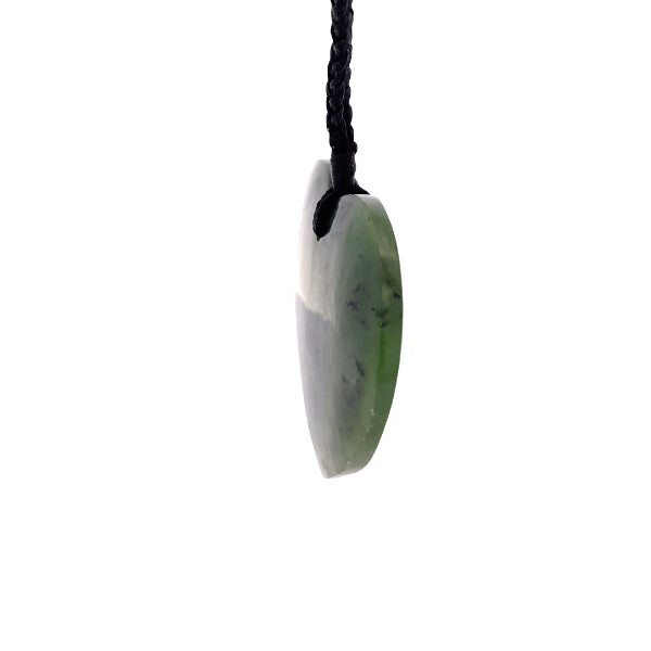 NZ pounamu greenstone heart pendant on slider cord