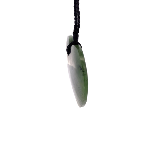 NZ pounamu greenstone heart pendant on slider cord