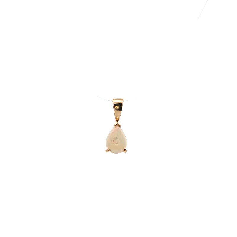 White australian opal pendant in 9ct yellow gold