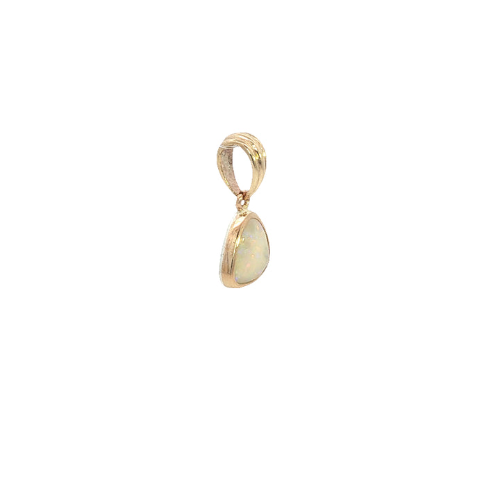 Triangular australian opal pendant in 9ct yellow gold
