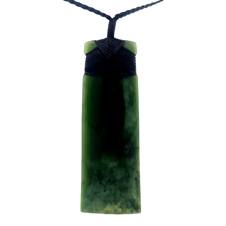 NZ pounamu greenstone bound toki on slider cord