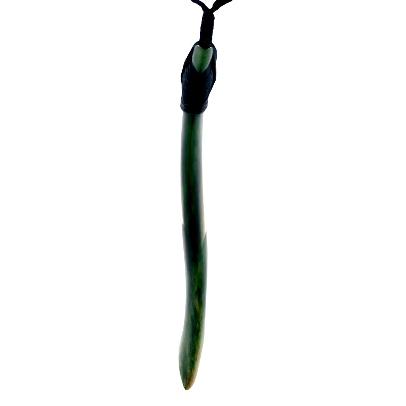 NZ pounamu greenstone bound toki on slider cord