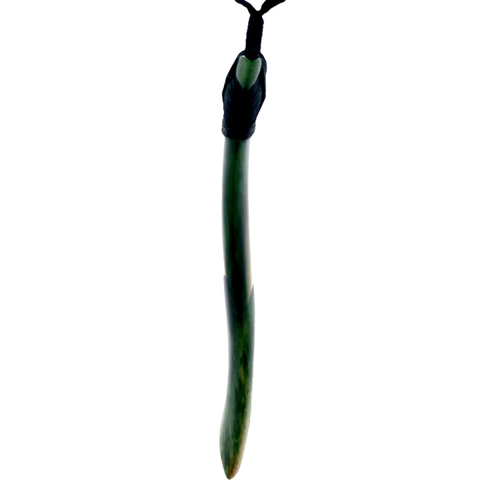 NZ pounamu greenstone bound toki on slider cord