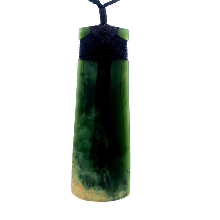 NZ pounamu greenstone bound toki on slider cord