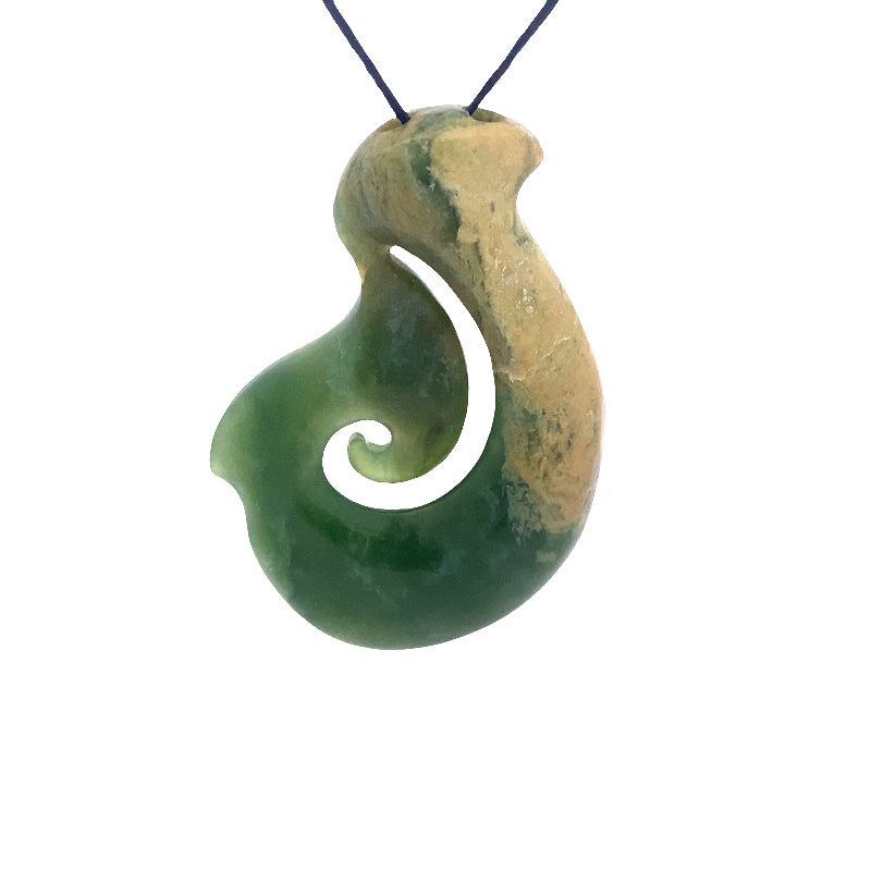 NZ pounamu greenstone hook necklace on slider cord