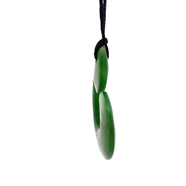 NZ pounamu greenstone hook with whaletail pendant on slider cord