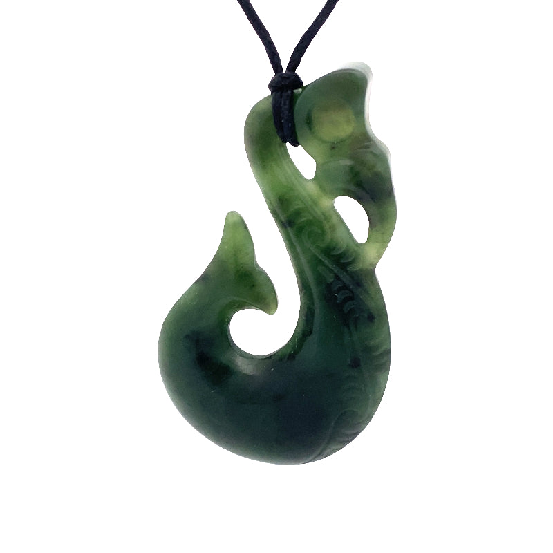 NZ pounamu greenstone manaia pendant on slider cord