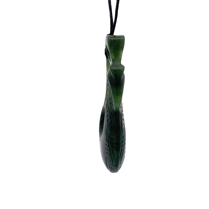 NZ pounamu greenstone manaia pendant on slider cord