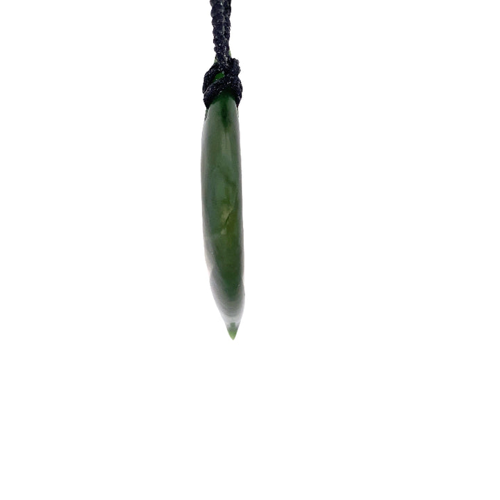NZ pounamu greenstone double koru pendant on slider cord