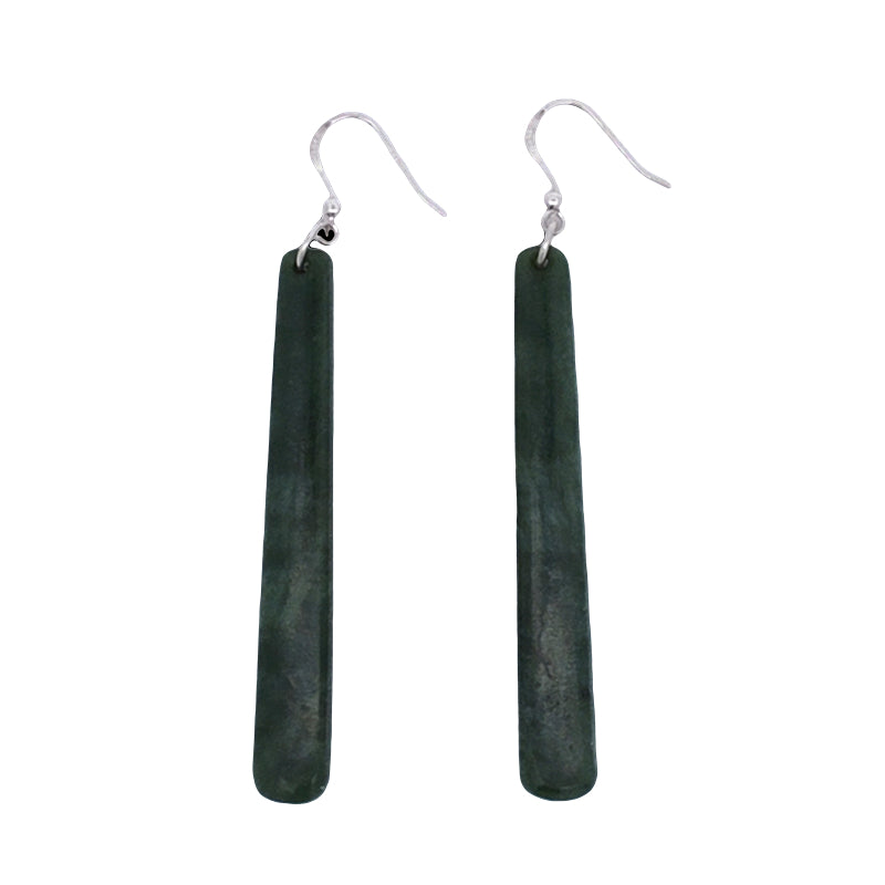NZ pounamu greenstone drop earrings on sterling silver drops