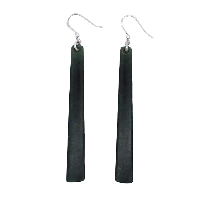 NZ pounamu greenstone drop earrings on sterling silver hooks