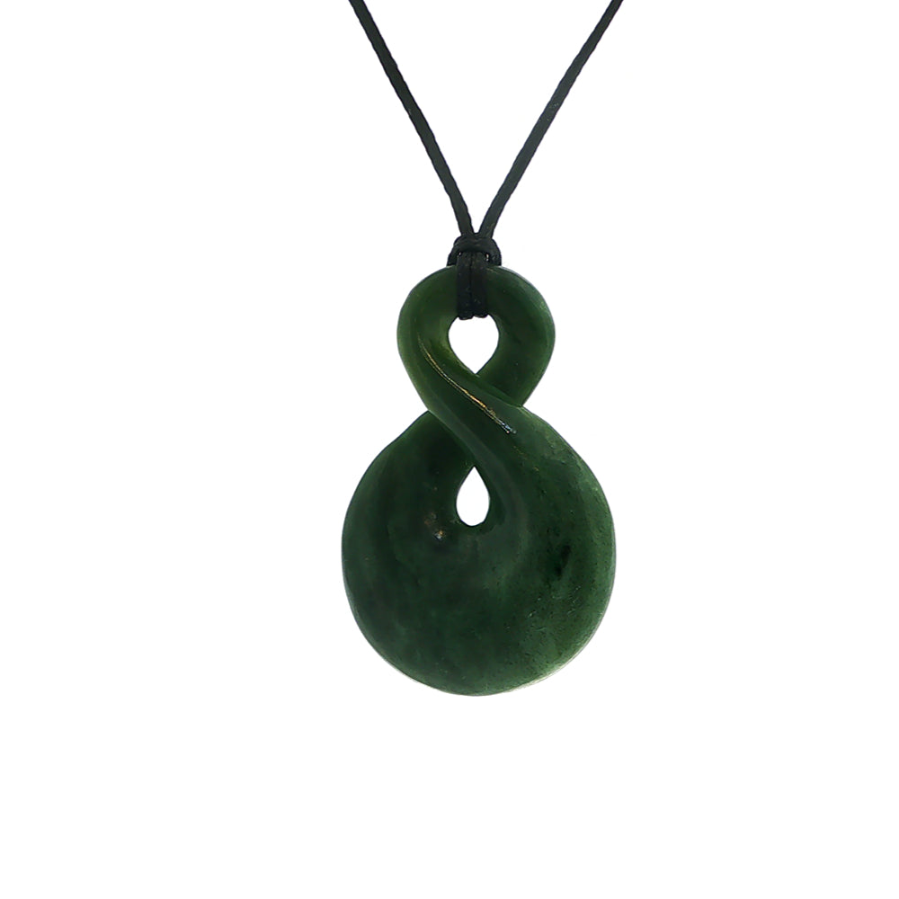 NZ pounamu greenstone single twist pendant on slider cord