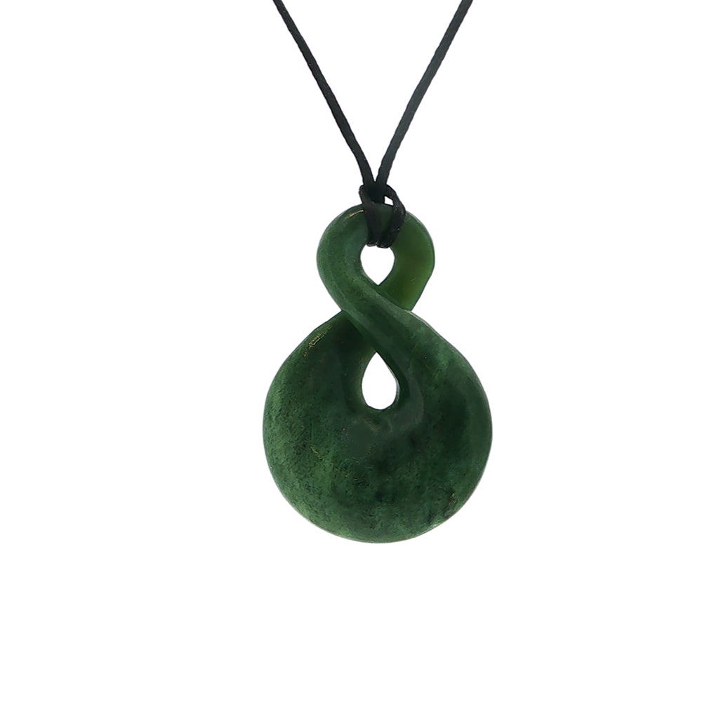 NZ pounamu greenstone single twist pendant on slider cord