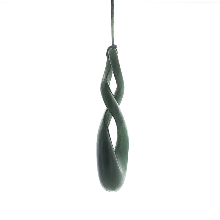 NZ pounamu greenstone pendant on black slider cord