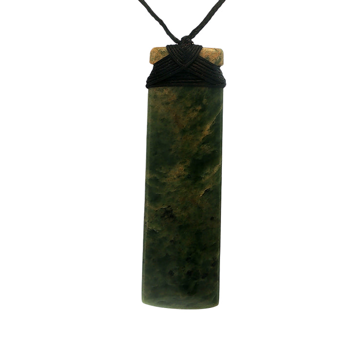 NZ pounamu greenstone bound toki pendant on slider cord