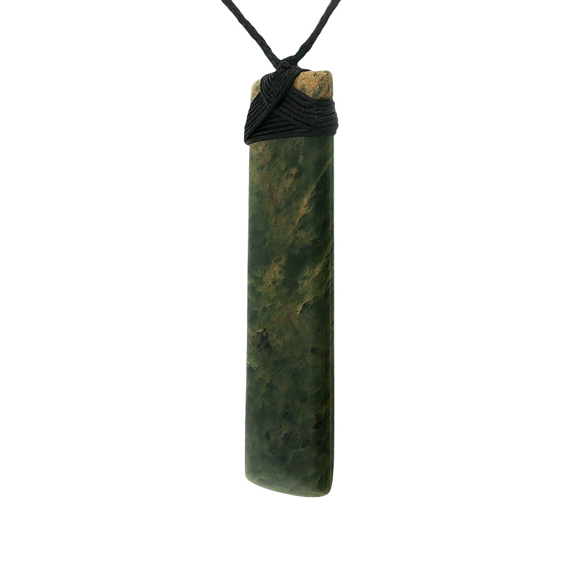 NZ pounamu greenstone bound toki pendant on slider cord