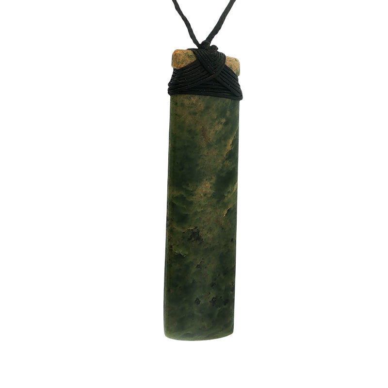 NZ pounamu greenstone bound toki pendant on slider cord