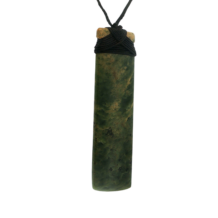 NZ pounamu greenstone bound toki pendant on slider cord