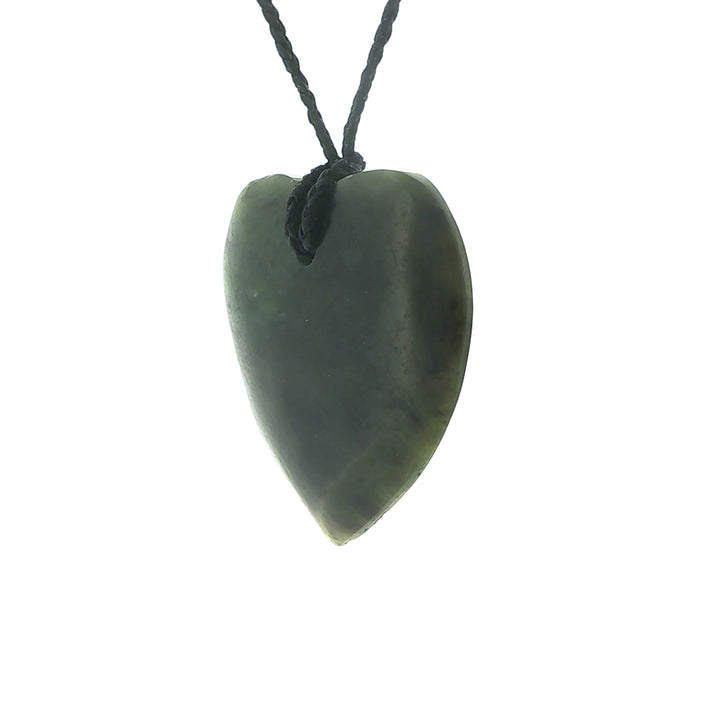NZ pounamu greenstone manawa heart pendant on slider cord