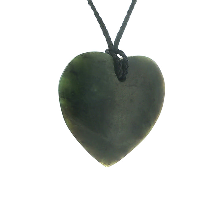 NZ pounamu greenstone manawa heart pendant on slider cord