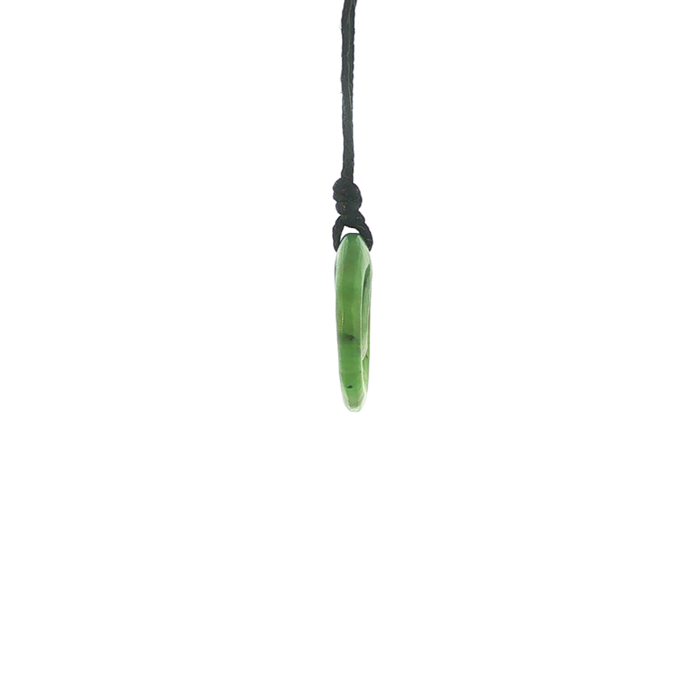 Nz pounamu greenstone koru circle pendant on slider cord 18mm