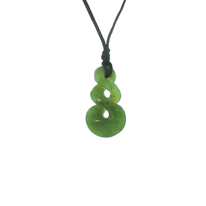 NZ pounamu greenstone koru circle pendant on slider cord - 15mm