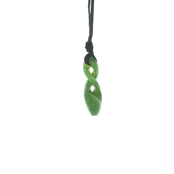 NZ pounamu greenstone koru circle pendant on slider cord - 15mm
