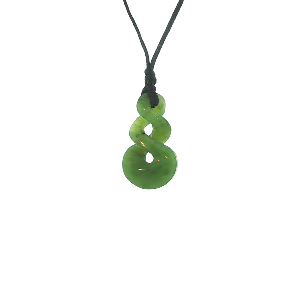 NZ pounamu greenstone koru circle pendant on slider cord - 15mm