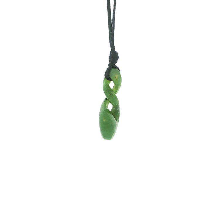 NZ pounamu greenstone koru circle pendant on slider cord - 15mm