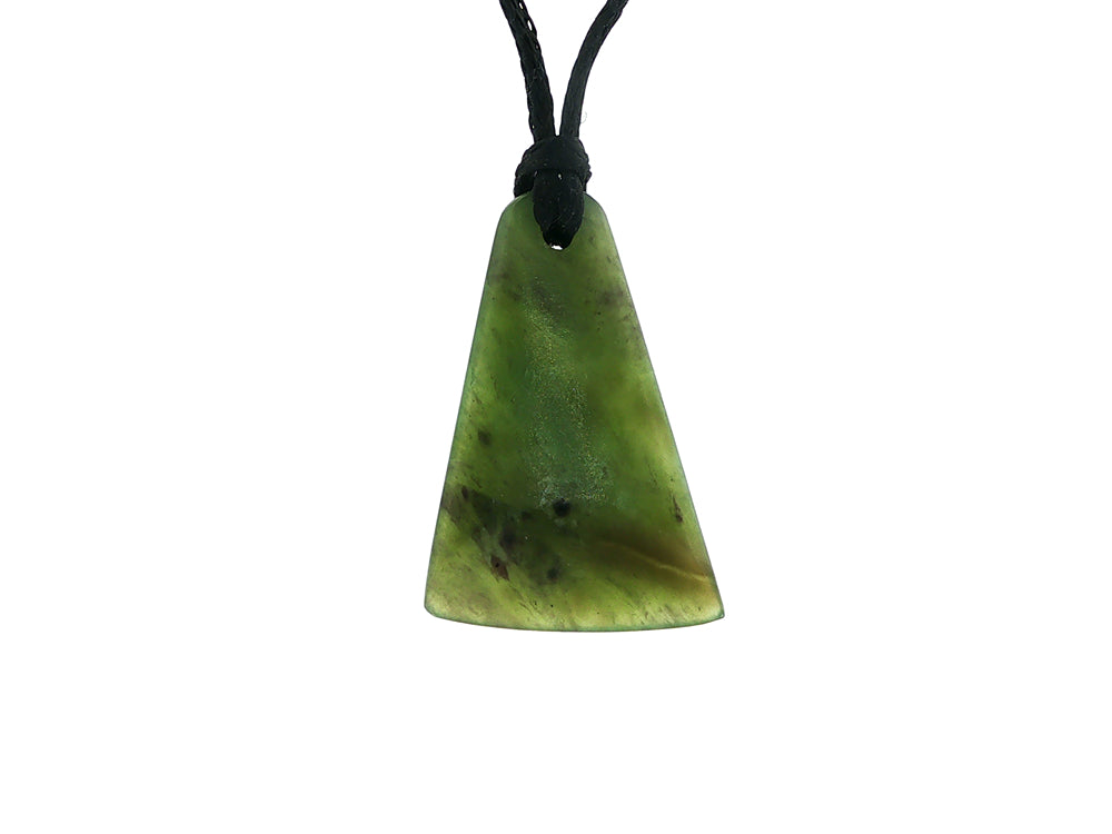 NZ greenstone pounamu wedge pendant on slider cord