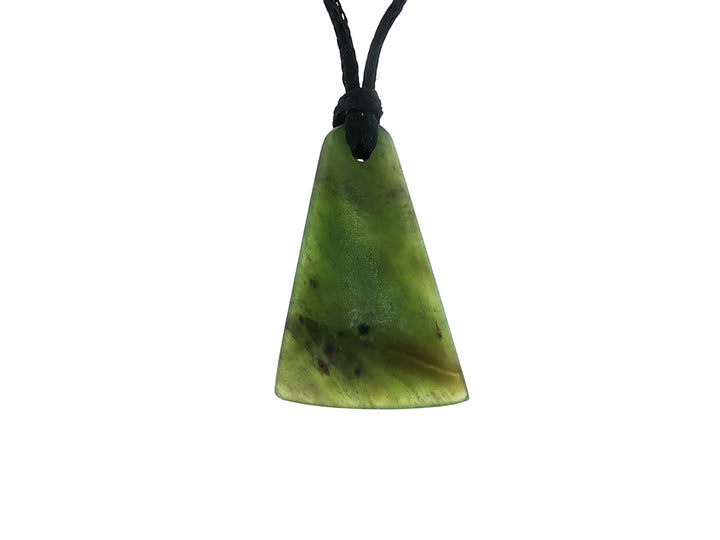 NZ greenstone pounamu wedge pendant on slider cord