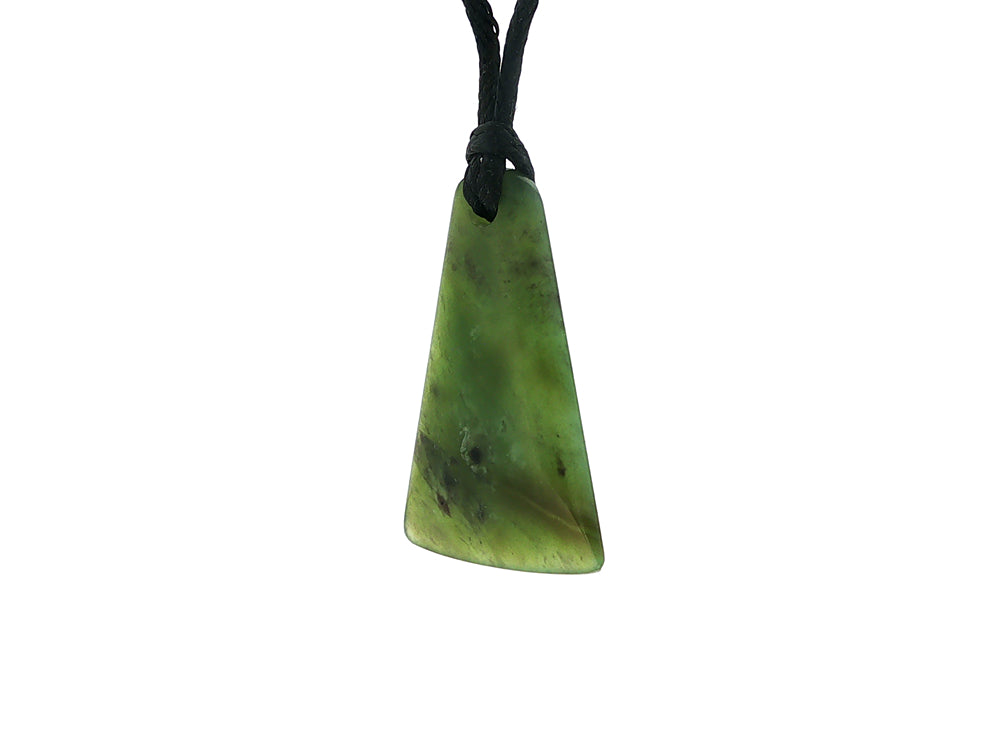 NZ greenstone pounamu wedge pendant on slider cord