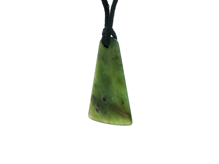NZ greenstone pounamu wedge pendant on slider cord