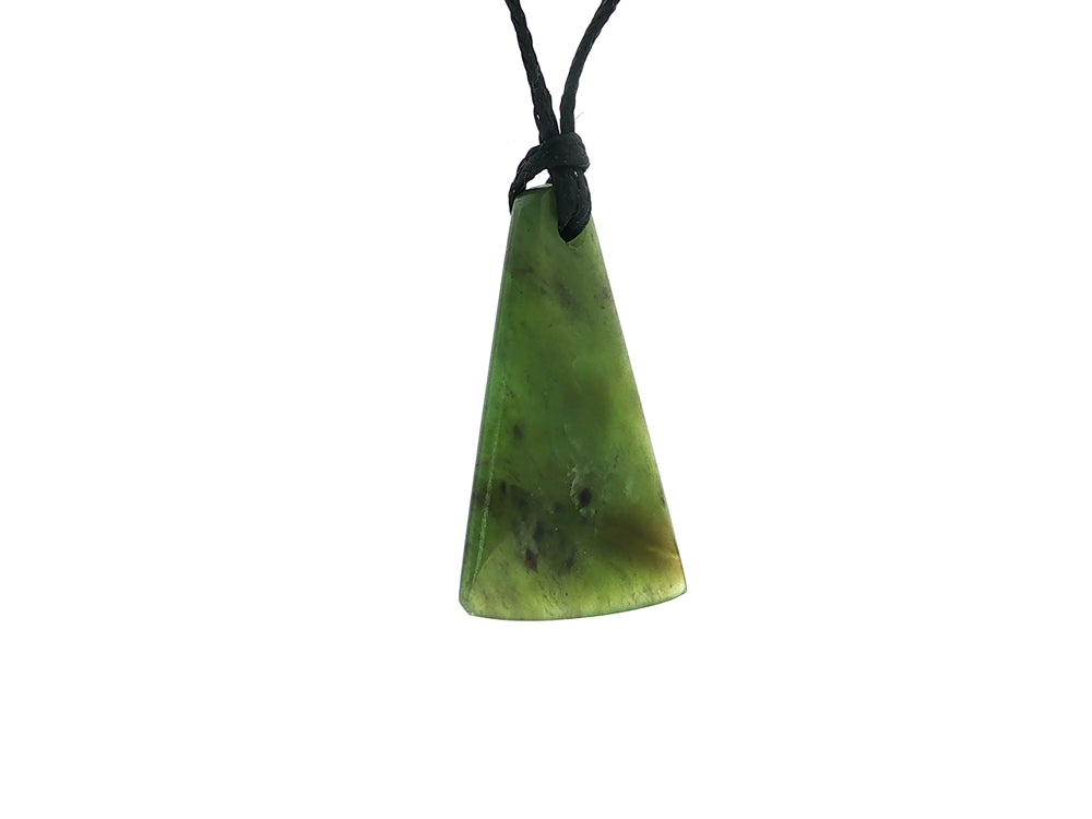 NZ greenstone pounamu wedge pendant on slider cord