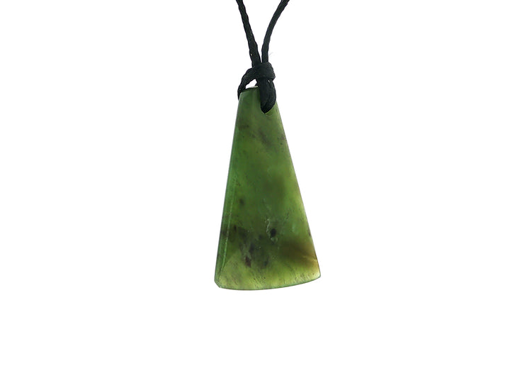 NZ greenstone pounamu wedge pendant on slider cord