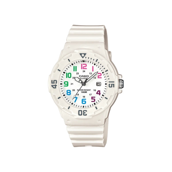 Casio kid's time teacher analogue quartz watch in white