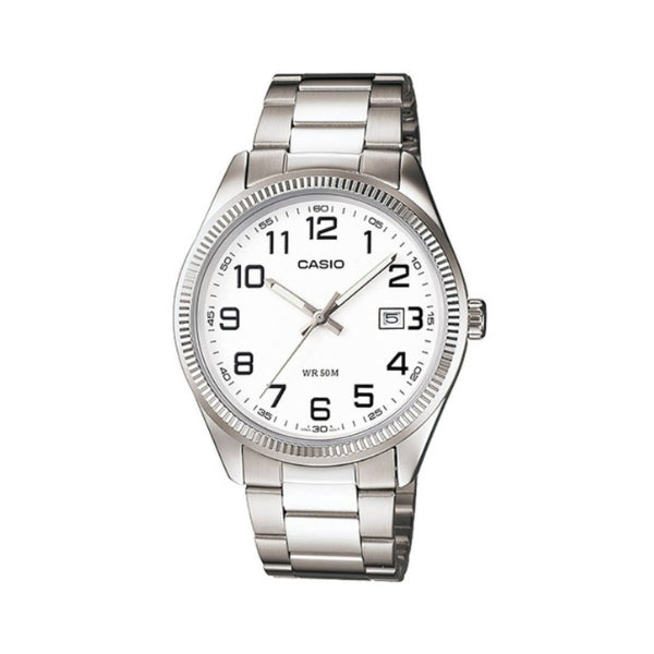 Casio steel women's analogue quartz watch with white dial