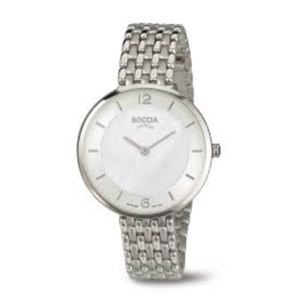 Boccia titanium women's quartz watch with mother of pearl dial