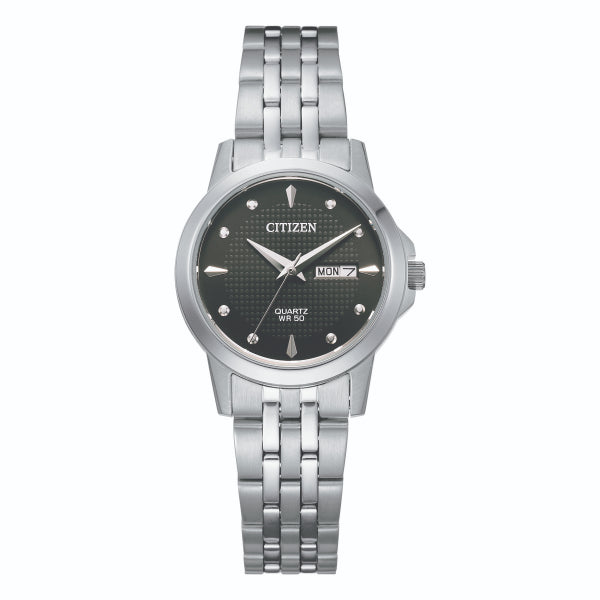 Citizen women's quartz watch with blue dial in silver stainless steel